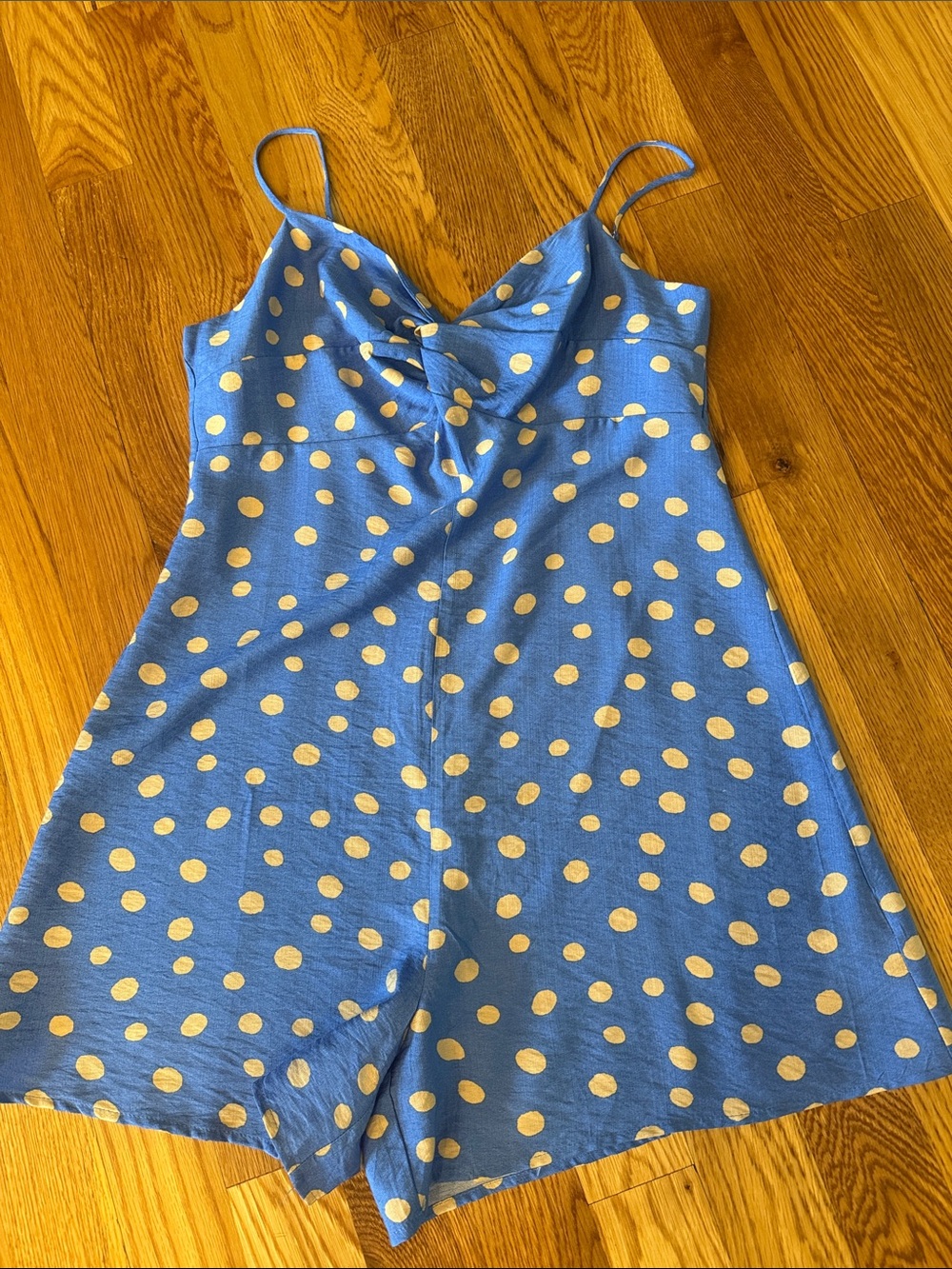 Lush Blue and White Polka Dot Romper